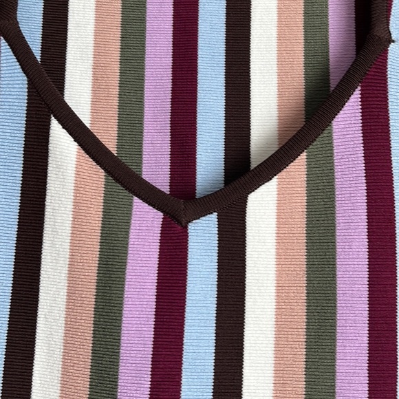 $428 Ronny Kobo Arielle Striped Bodycon Knit Mini Dress Retro 90s - Picture 5 of 12